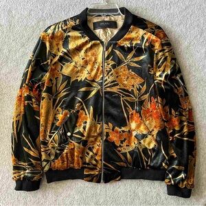 Zara Black and Gold Floral Blazer